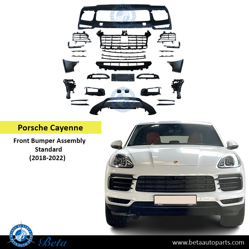 Porsche Cayenne (2018-2022), Front Bumper with Park Assist (Standard), China, 9Y0807217C Porsche Cayenne (2018-2022), Front Bumper with Park Assist (Standard), China, 9Y0807217C